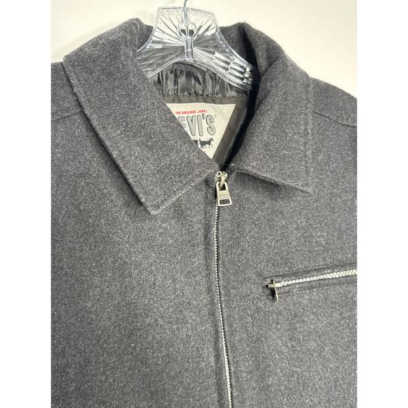 Levi’s Charcoal Wool Blend Zip Jacket Modern Classic preppy Style small - Picture 3 of 16